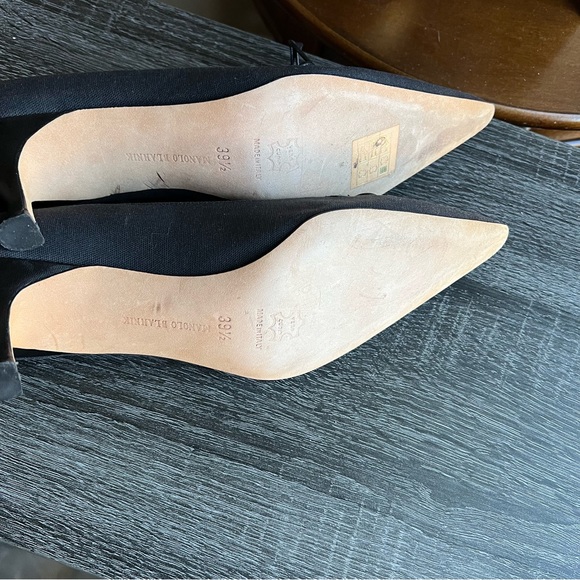 Manolo Blahik Charcoal Black Canvas Pointed Toe Heels EU39.5 - Picture 11 of 11